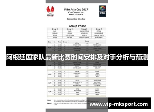阿根廷国家队最新比赛时间安排及对手分析与预测